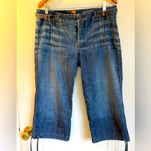 7 for All Mankind distressed denim capris